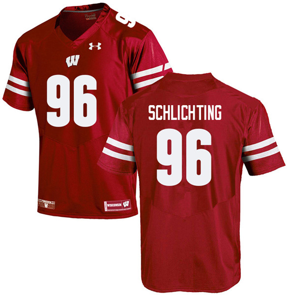 Wisconsin Badgers Men's #96 Conor Schlichting NCAA Under Armour Authentic Red College Stitched Football Jersey AG40Q80NO